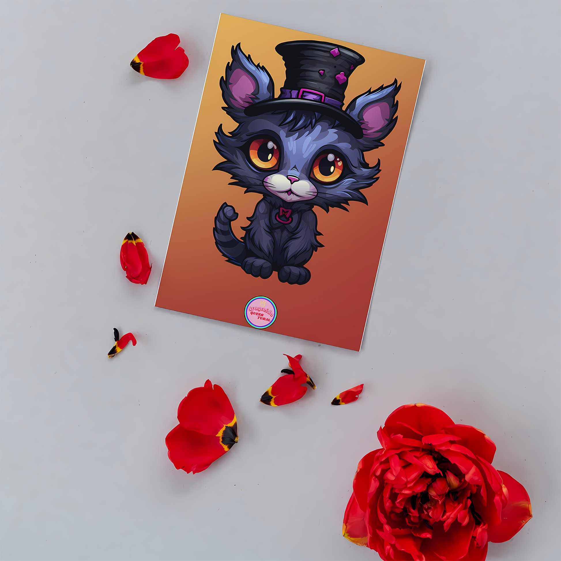 😻 Postal Digital | Gato Inspirado en Tim Burton | ¡Descarga Instantánea! 🐾 Edición Grim 🐾