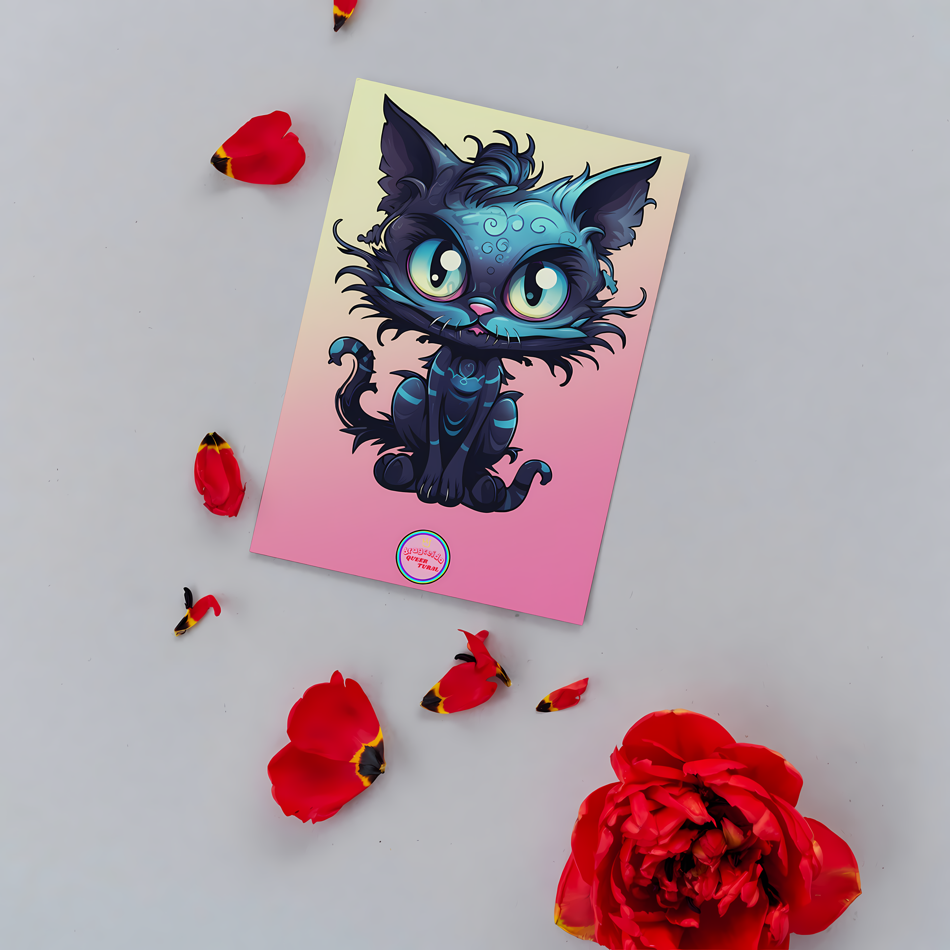 😻 Postal Digital | Gato Inspirado en Tim Burton | ¡Descarga Instantánea! 🐾 Edición Noir 🐾 Default Title