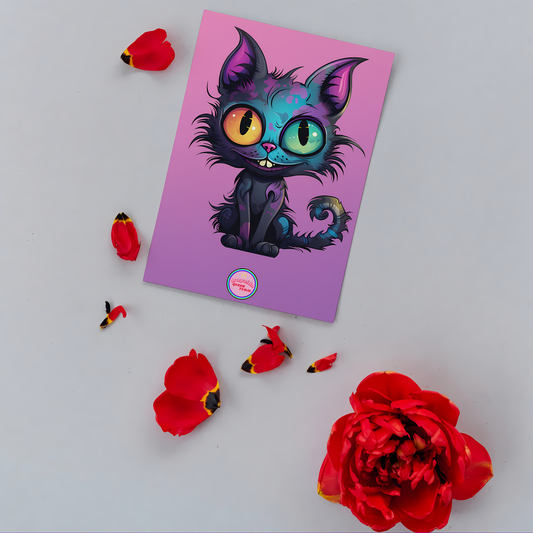 😻 Postal Digital | Gato Inspirado en Tim Burton | ¡Descarga Instantánea! 🐾 Edición Velvet 🐾