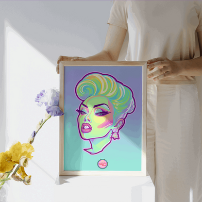 👑 Ilustración Digital de | Drag Queens |¡¡Descarga instantánea!! 🔥 Edición Opal Vixen 🔥 Lila & Turquesa
