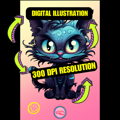 😻 Postal Digital | Gato Inspirado en Tim Burton | ¡Descarga Instantánea! 🐾 Edición Noir 🐾
