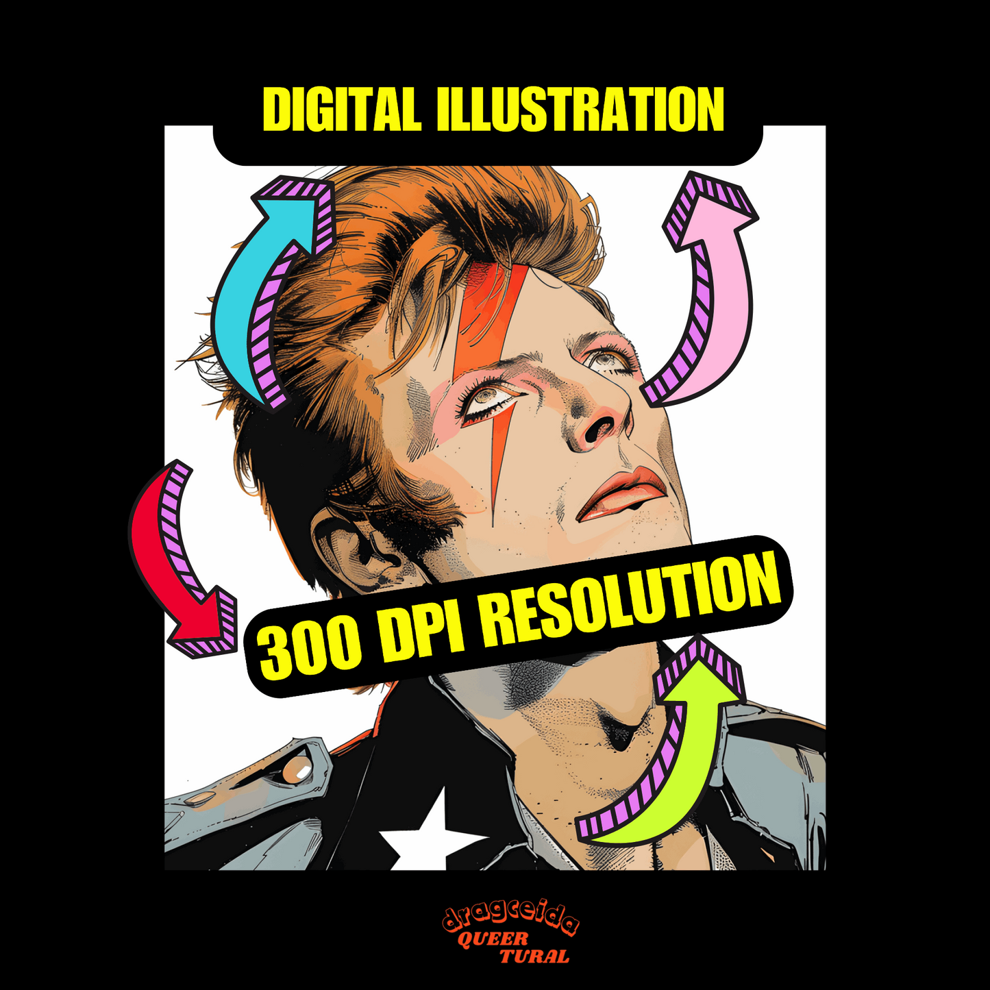 ⚡ Ilustración Digital | David Bowie | ¡Descarga Instantánea! 🚀 Edición Aladdin Sane 🚀