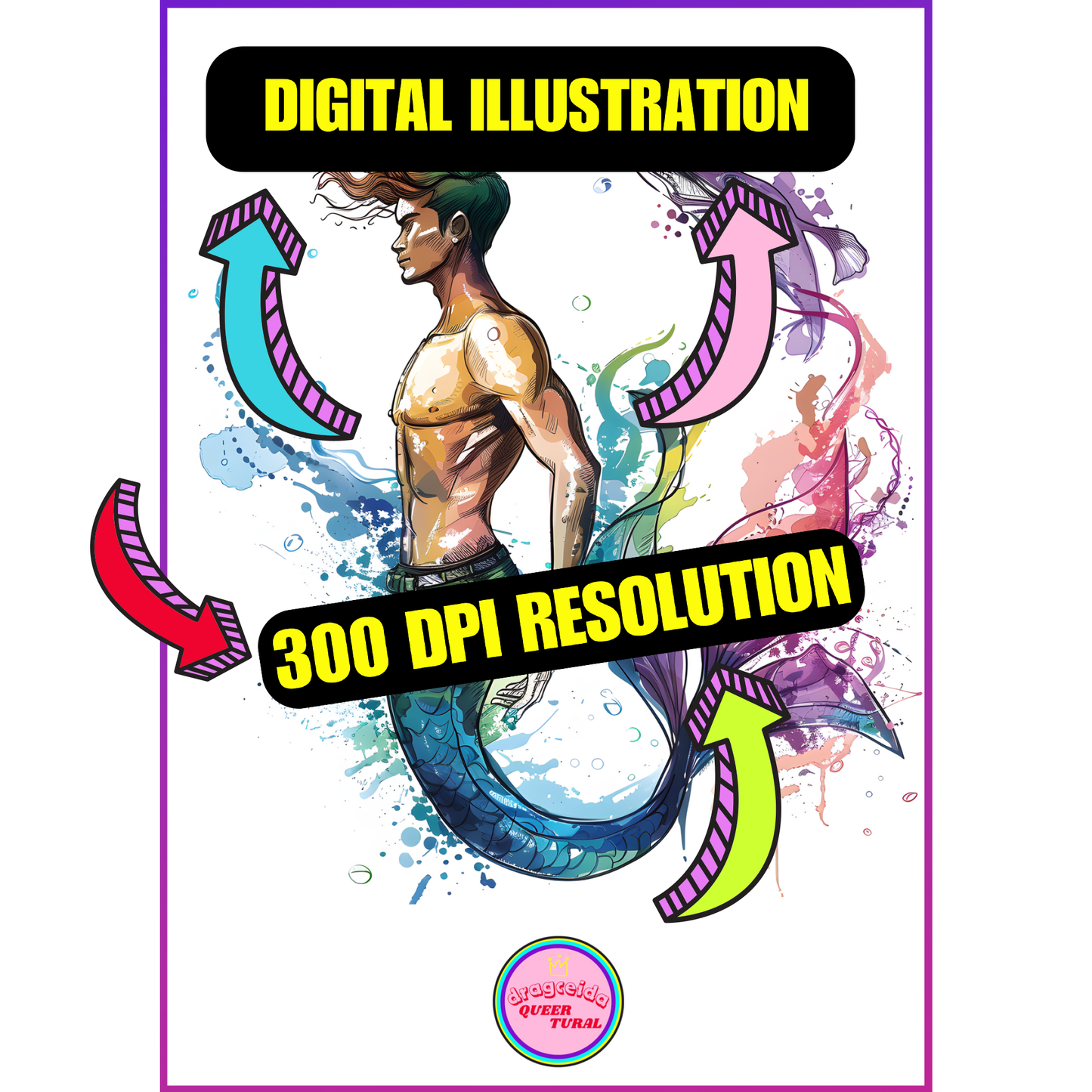 🔱 Ilustración Digital Queer | Tritón | Sireno | ¡Descarga Instantánea! 🧜🏻‍♂️ Edición Neso 🧜🏻‍♂️