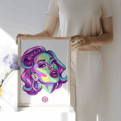 👑 Ilustración Digital | Drag Queens | ¡Descarga instantánea! 🔥 Edición Electra Sparkle 🔥 Blanca