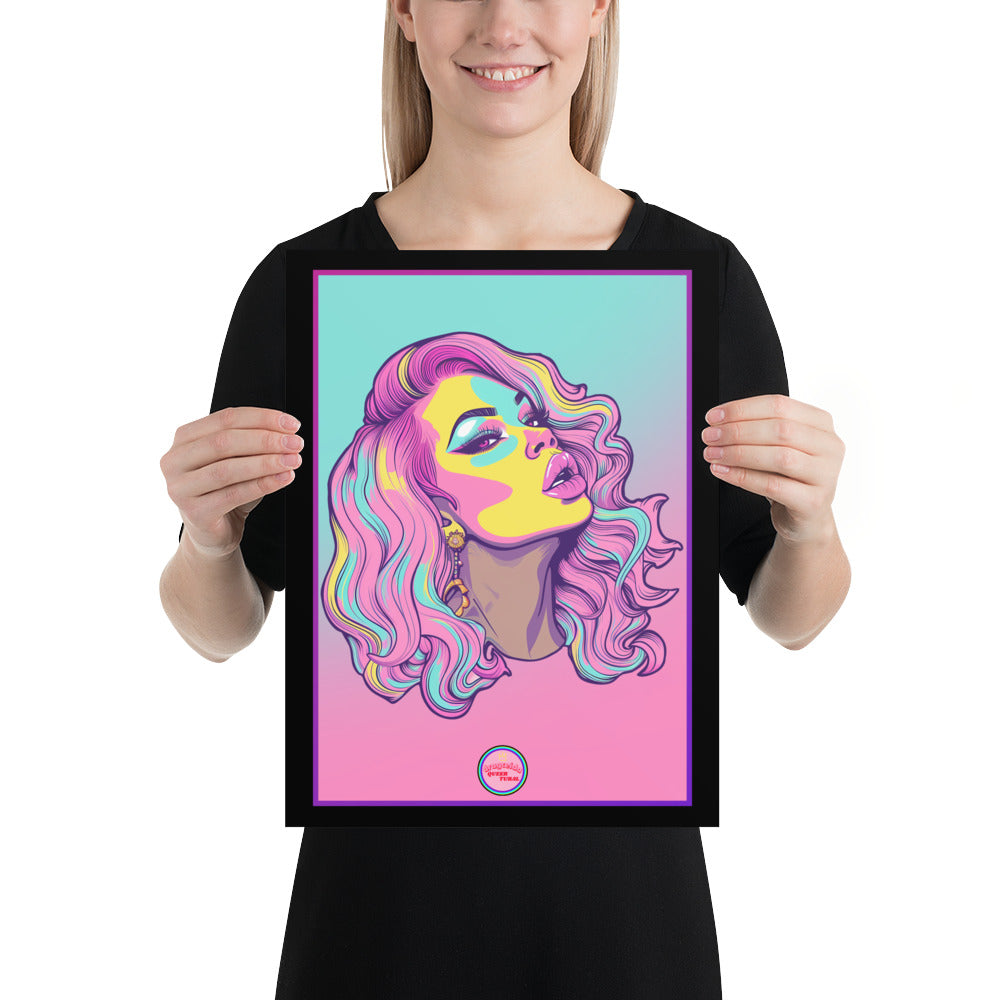 👑 Ilustración Queer | Drag Queens | ¡Envío Gratis! 🔥 Edición Mirage Moxie 🔥 Turquesa & Rosa 30×40 cm