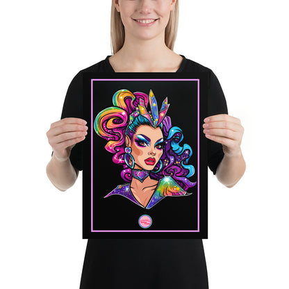 👑 Ilustración Queer | Drag Queens | ¡Envío Gratis! 🔥 Edición Blush Belle 🔥 Negra 30×40 cm