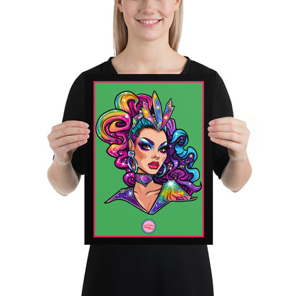 👑 Ilustración Queer | Drag Queens | ¡Envío Gratis! 🔥 Edición Blush Belle 🔥 Verde 30×40 cm