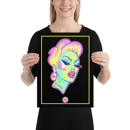 👑 Ilustración Queer | Drag Queens | ¡Envío Gratis! 🔥 Edición Venus Vertex 🔥 Negra 30×40 cm