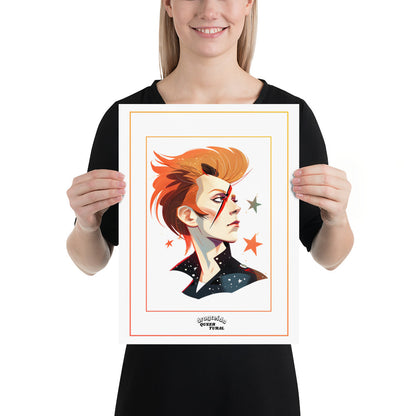 ⚡ Ilustración David Bowie | ¡Envío Gratis! 🚀 Edición Space Oddity 🚀 30×40 cm