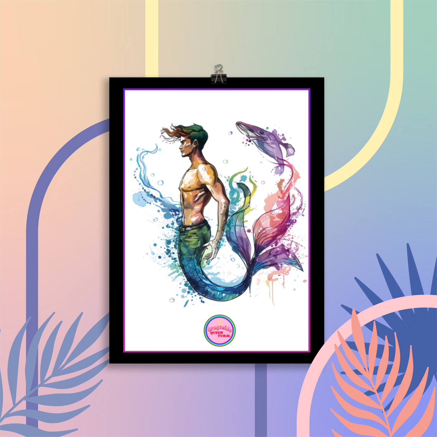 🔱 Ilustración Queer de| Tritón | Sireno | ¡Envío Gratis!🧜🏻‍♂️Edición Neso🧜🏻‍♂️