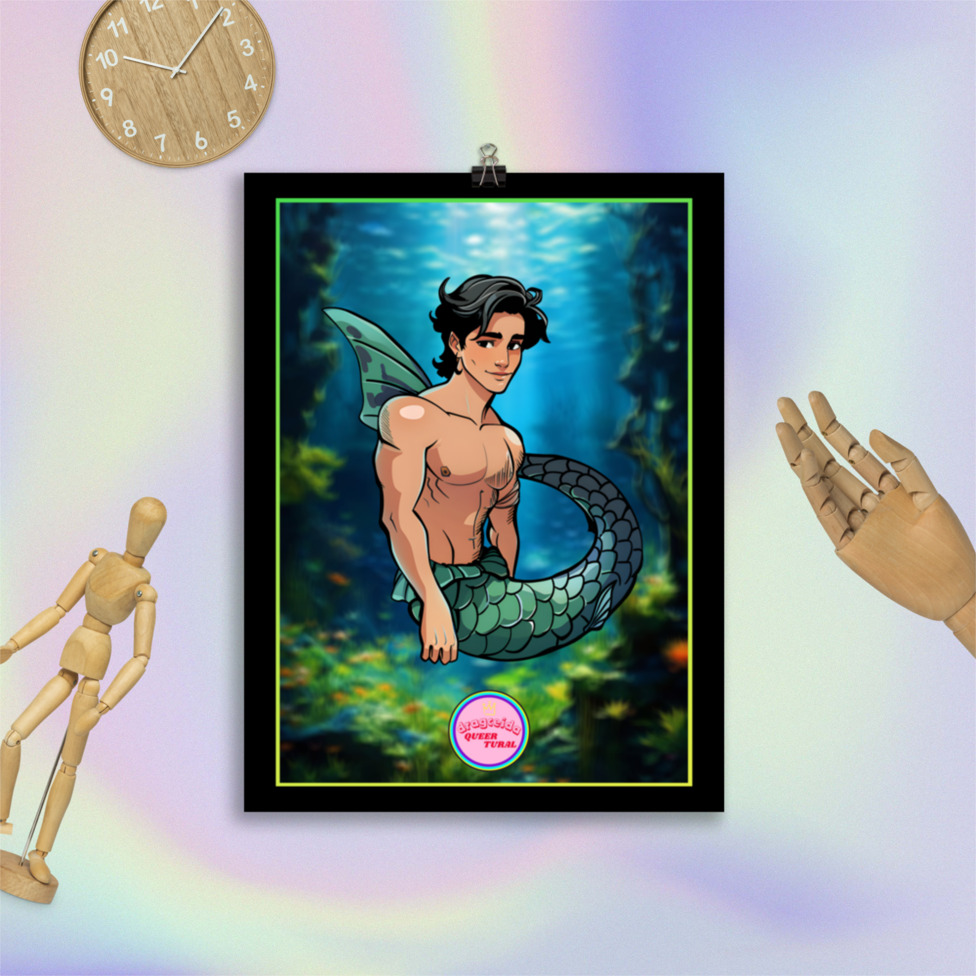 🔱 Ilustración Queer de | Tritón | Sireno | ¡Envío Gratis! 🧜🏻‍♂️ Edición Thaumas 🧜🏻‍♂️