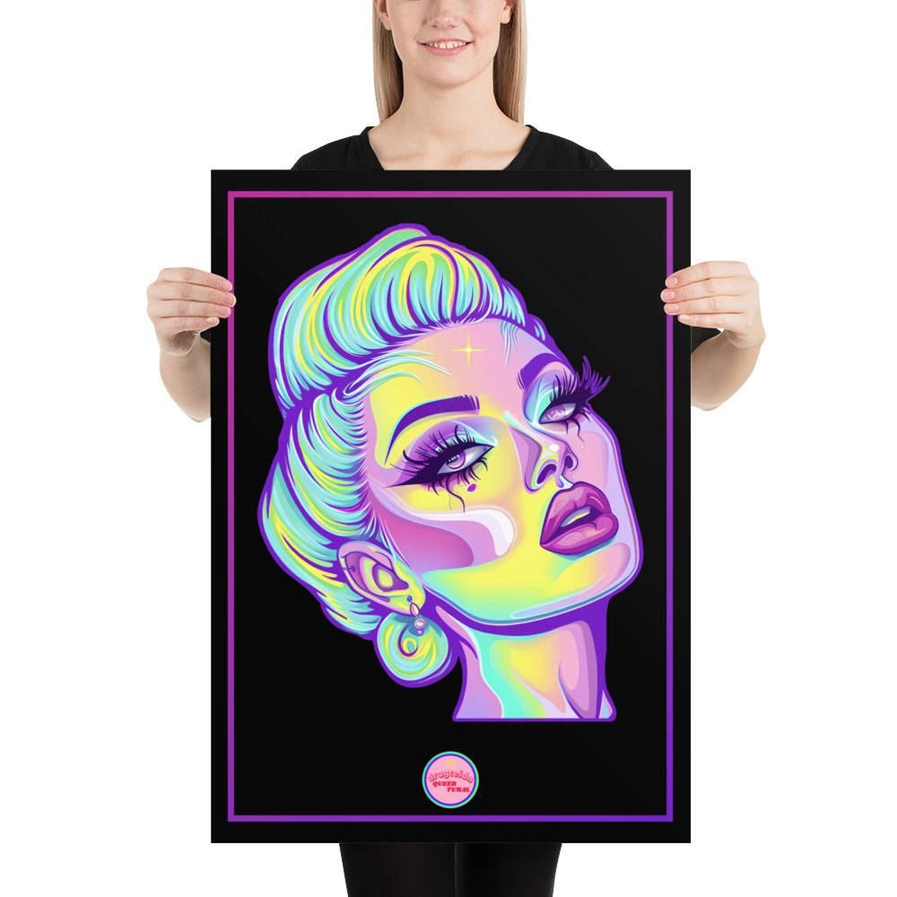 👑 Ilustración Queer | Drag Queens | ¡Envío Gratis! 🔥 Edición Jade Jewel 🔥 Negra 50×70 cm