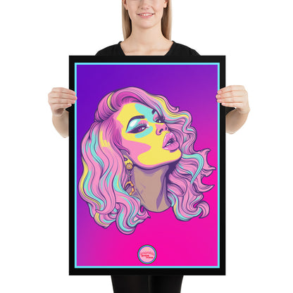 👑 Ilustración Queer | Drag Queens | ¡Envío Gratis! 🔥 Edición Mirage Moxie 🔥 Rosa & Morada 50×70 cm