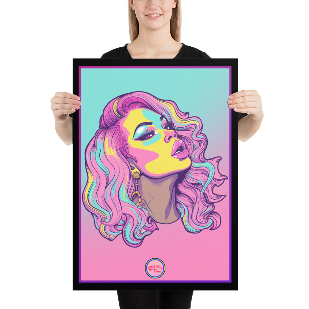 👑 Ilustración Queer | Drag Queens | ¡Envío Gratis! 🔥 Edición Mirage Moxie 🔥 Turquesa & Rosa 50×70 cm