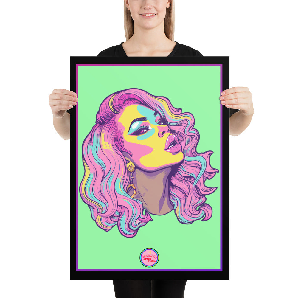👑 Ilustración Queer | Drag Queens | ¡Envío Gratis! 🔥 Edición Mirage Moxie 🔥 Verde 50×70 cm