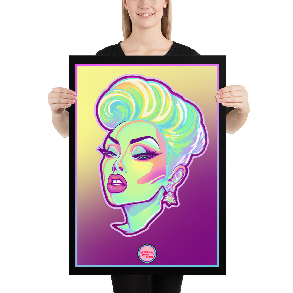 👑 Ilustración Queer | Drag Queens | ¡Envío Gratis! 🔥 Edición Opal Vixen🔥 Amarilla & Morada 50×70 cm