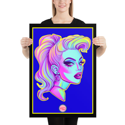 👑 Ilustración Queer | Drag Queens | ¡Envío Gratis! 🔥 Edición Diamond Dazzle 🔥 Azul 50×70 cm