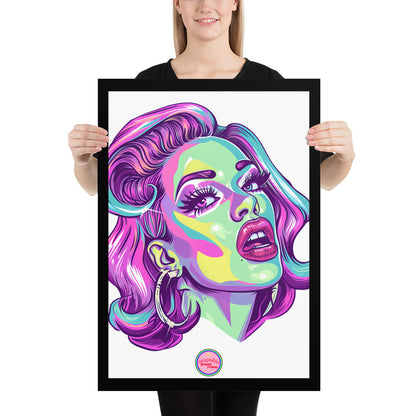 👑 Ilustración Queer | Drag Queens | ¡Envío Gratis! 🔥 Edición Electra Sparkle 🔥 Blanca 50×70 cm