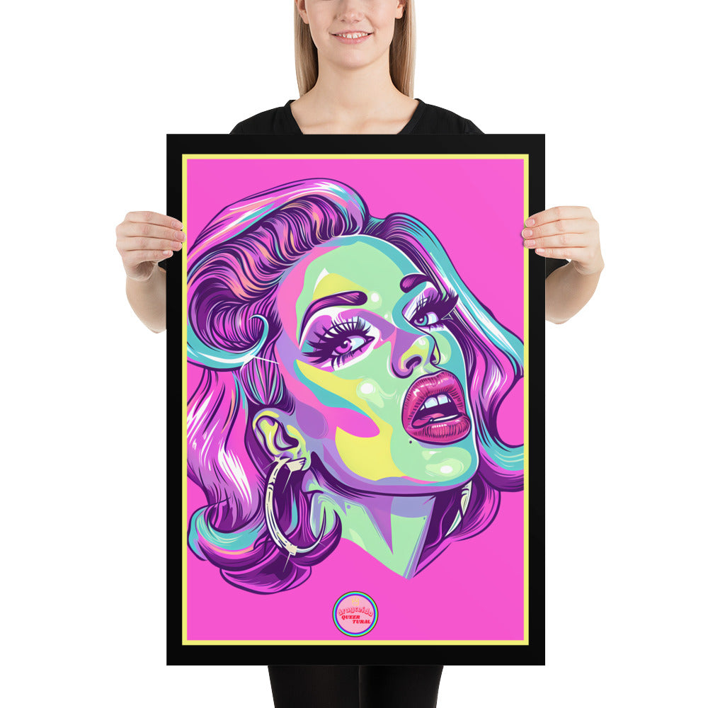👑 Ilustración Queer | Drag Queens | ¡Envío Gratis! 🔥 Edición Electra Sparkle 🔥 Rosa 50×70 cm