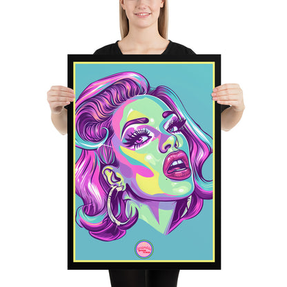 👑 Ilustración Queer | Drag Queens | ¡Envío Gratis! 🔥 Edición Electra Sparkle 🔥 Turquesa 50×70 cm