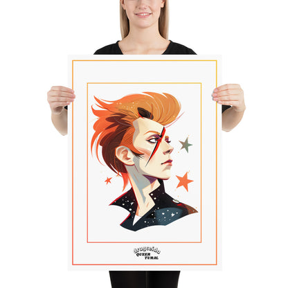 ⚡ Ilustración David Bowie | ¡Envío Gratis! 🚀 Edición Space Oddity 🚀 50×70 cm