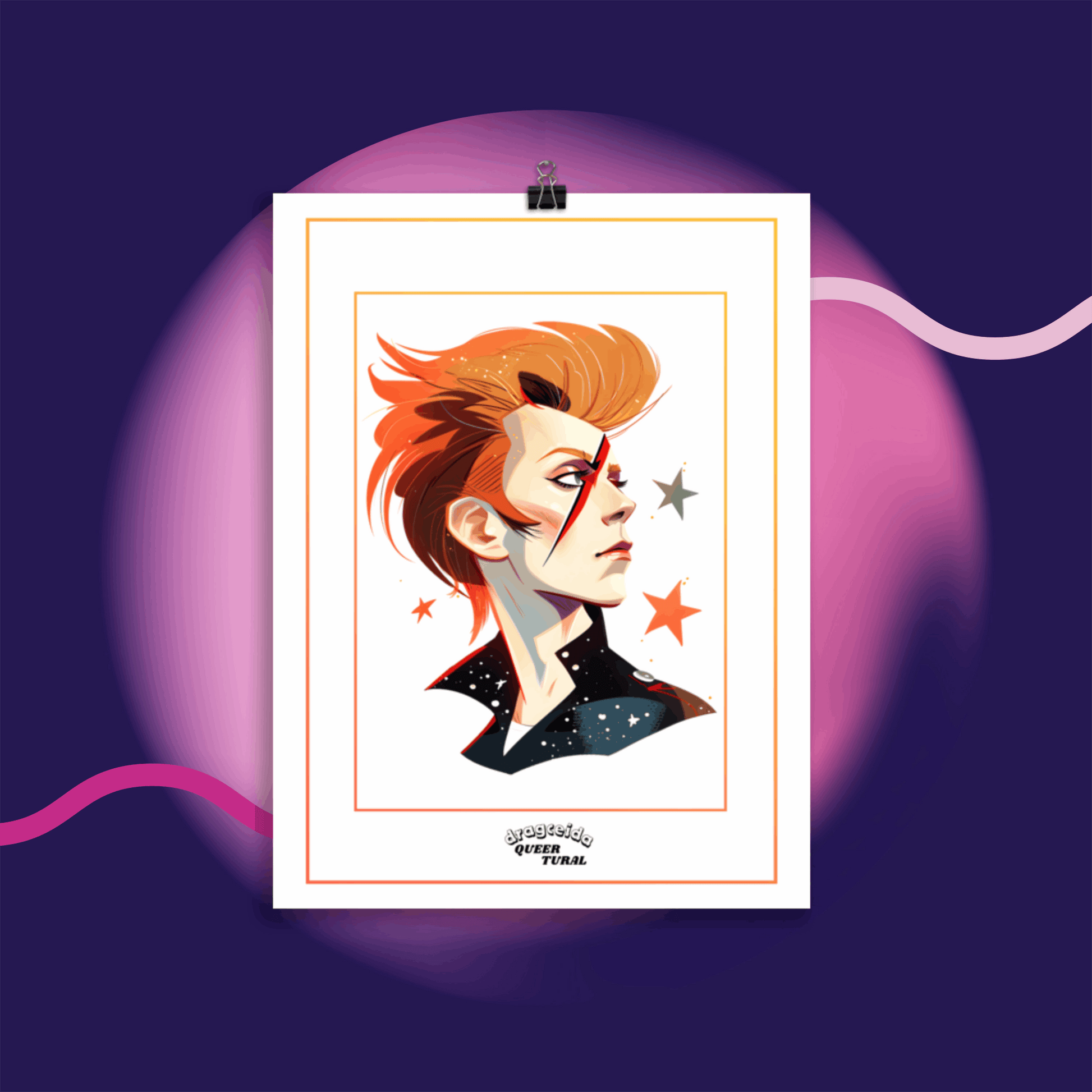 ⚡ Ilustración David Bowie | ¡Envío Gratis! 🚀 Edición Space Oddity 🚀 - Dragceida Queertural