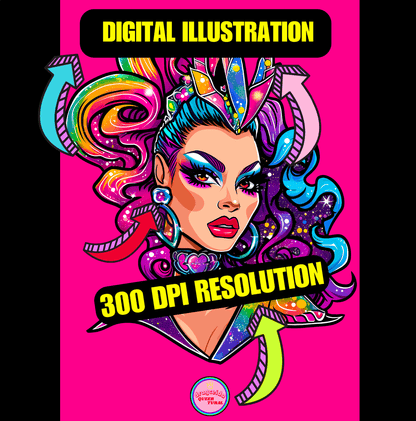 👑 Ilustración Digital de | Drag Queens |¡¡Descarga instantánea!! 🔥 Edición Blush Belle 🔥 - Dragceida Queertural