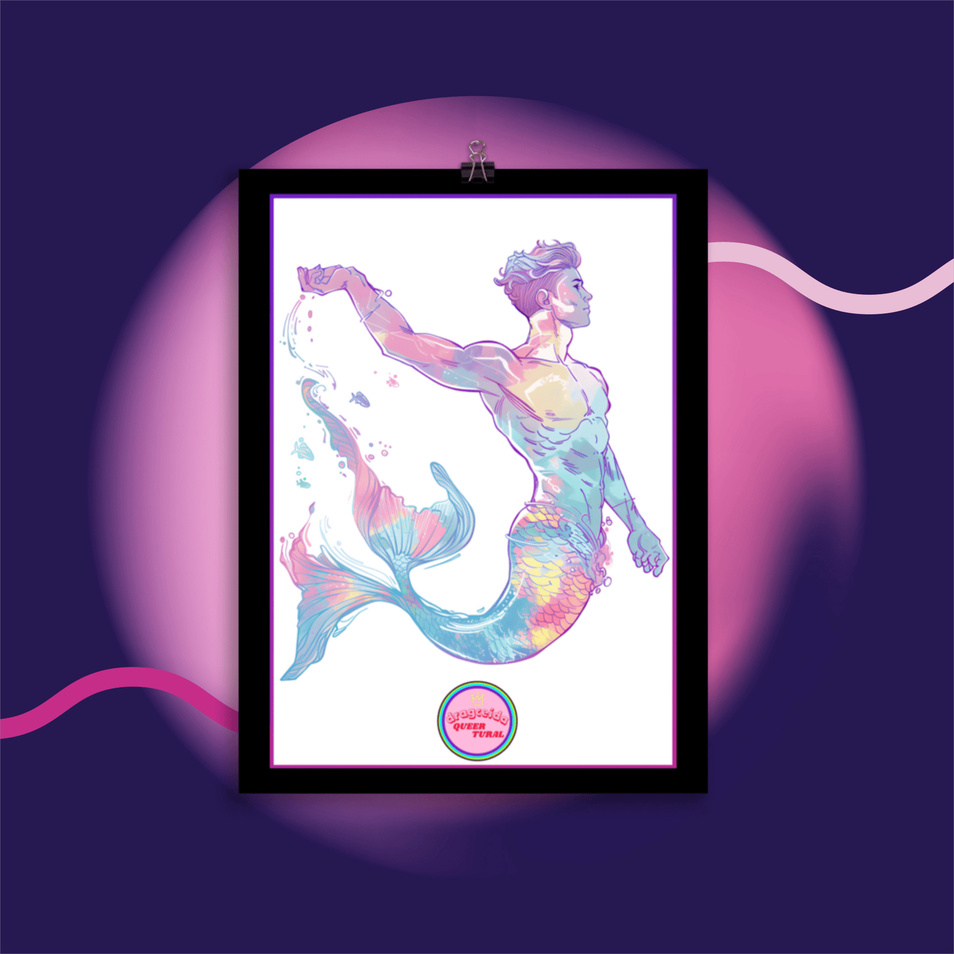 🔱 Ilustración Queer de | Tritón | Sireno |¡¡Envío Gratis!! 🧜🏻‍♂️ Edición Nerites🧜🏻‍♂️ - Dragceida Queertural