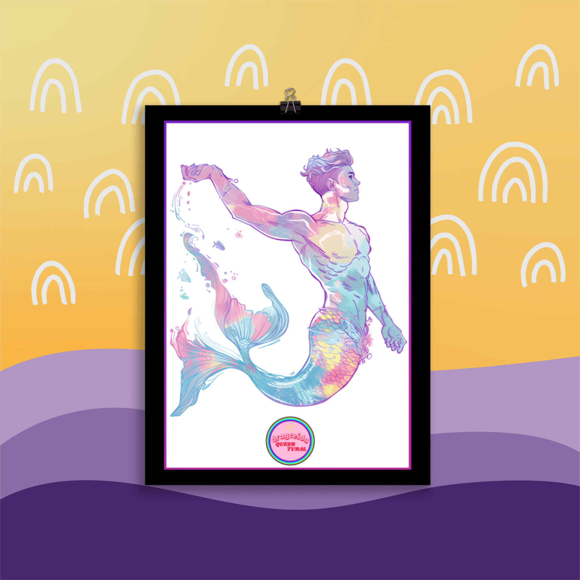 🔱 Ilustración Queer de | Tritón | Sireno |¡¡Envío Gratis!! 🧜🏻‍♂️ Edición Nerites🧜🏻‍♂️ - Dragceida Queertural