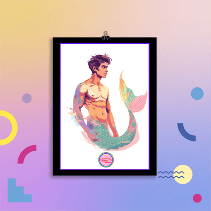 🔱 Ilustración Queer de| Tritón | Sireno | ¡Envío Gratis!🧜🏻‍♂️Edición Taras🧜🏻‍♂️ - Dragceida Queertural