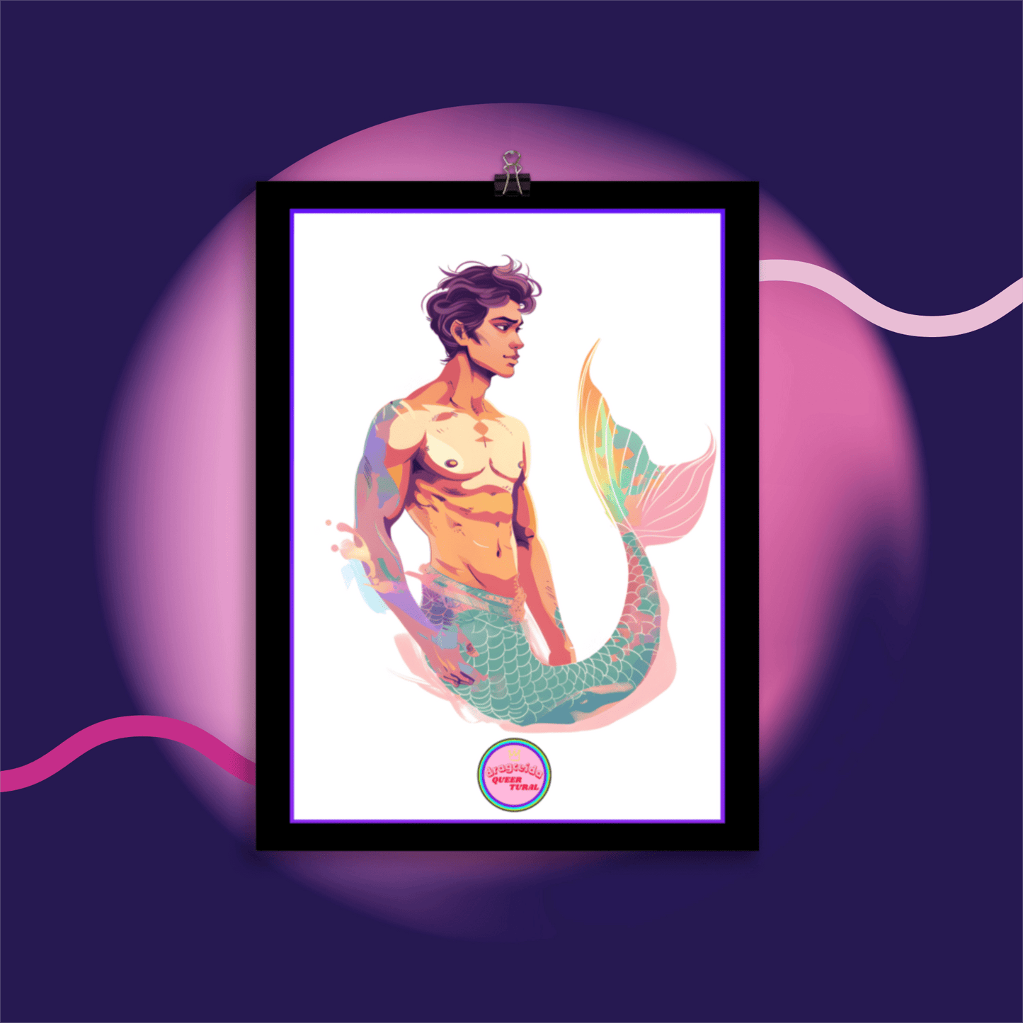 🔱 Ilustración Queer de| Tritón | Sireno | ¡Envío Gratis!🧜🏻‍♂️Edición Taras🧜🏻‍♂️ - Dragceida Queertural