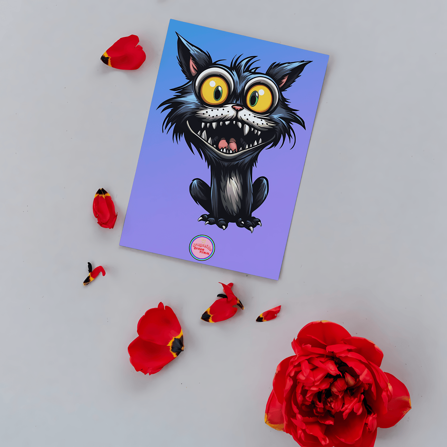 😻 Postal Digital | Gato Inspirado en Tim Burton | ¡Descarga Instantánea! 🐾 Edición Raven 🐾 - Dragceida Queertural