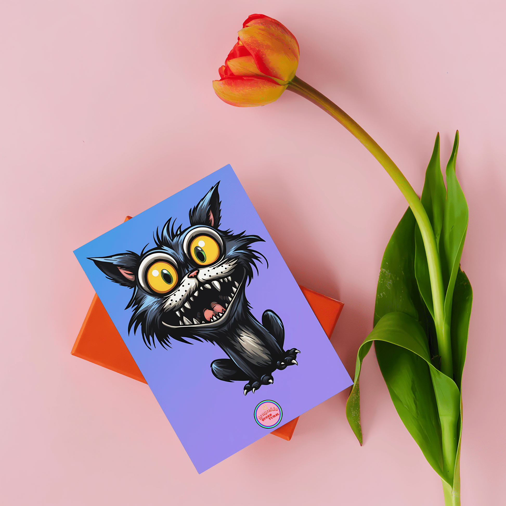 😻 Postal Digital | Gato Inspirado en Tim Burton | ¡Descarga Instantánea! 🐾 Edición Raven 🐾 - Dragceida Queertural