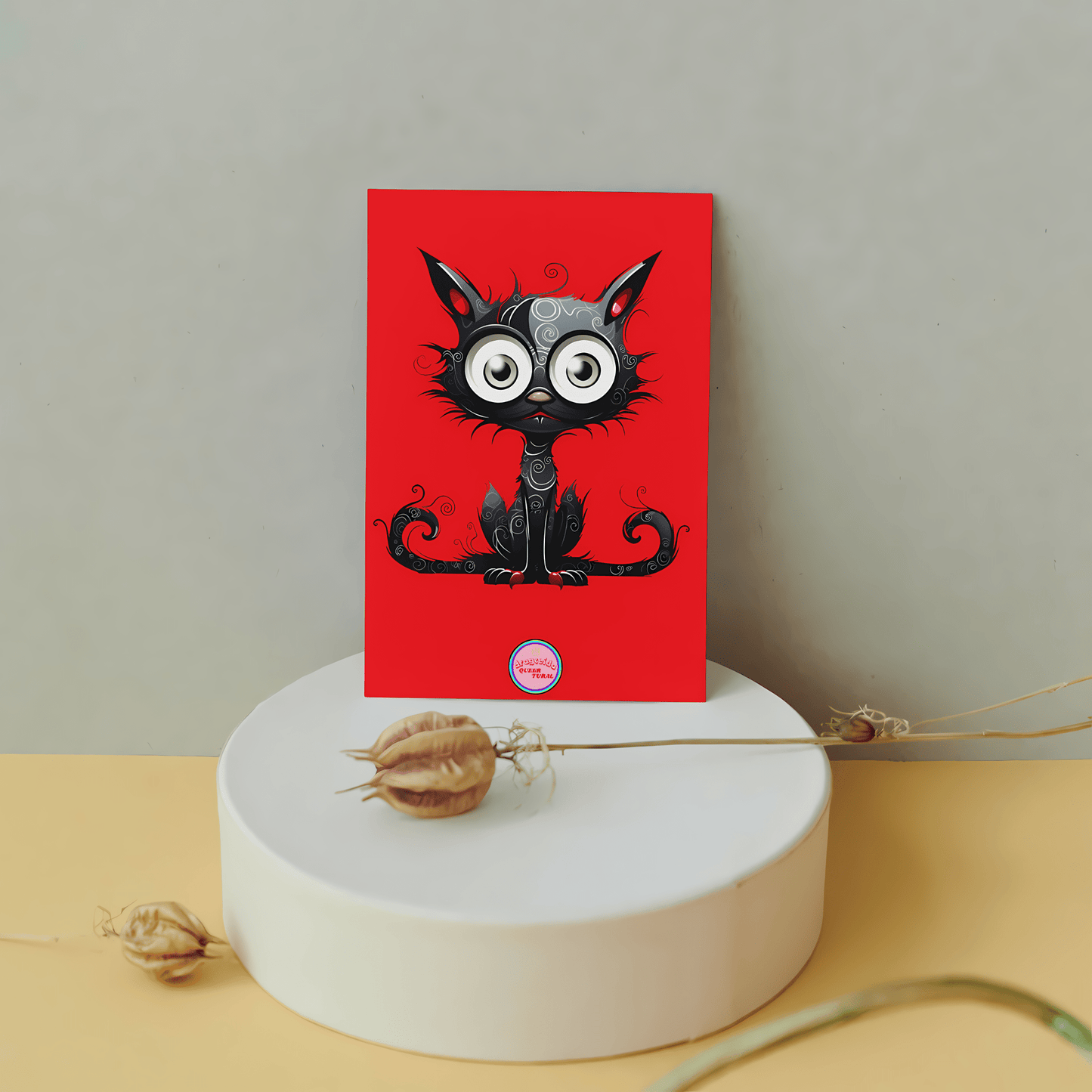 😻 Postal Digital | Gato Inspirado en Tim Burton | ¡Descarga Instantánea! 🐾 Edición Whisper 🐾 - Dragceida Queertural